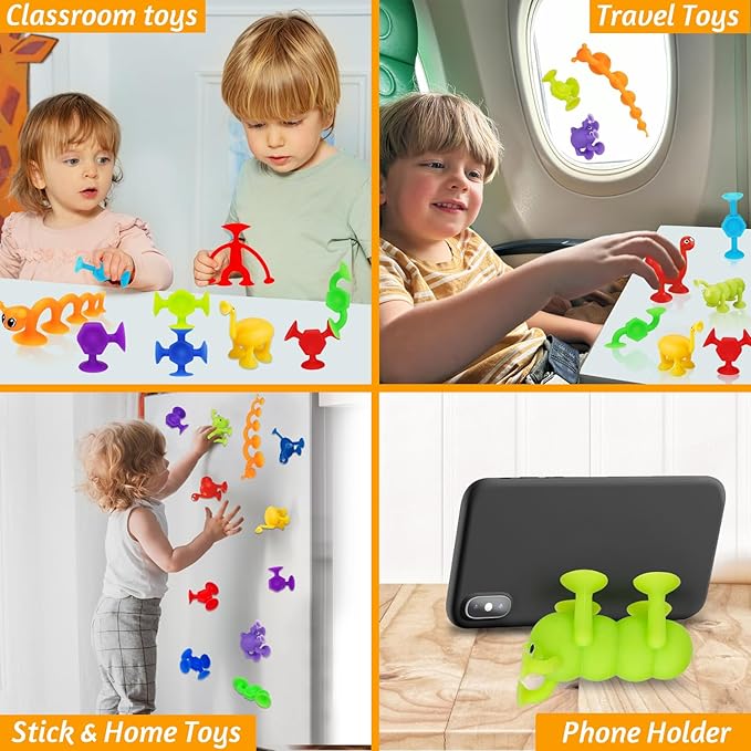 32 PCS Toddler Suction Cup Bath Toys for Kids Ages 1-3 3-5 4-8, Mini Sensory Travel Toy 2 3 4 5 6 Year Boy Girl Valentines Birthday Gifts Party Favor Goody Easter Basket Stuffer Fillers Prize Eggshell