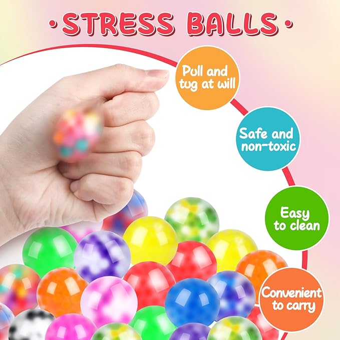 80 Pack Stress Balls for Adults, Bulk Squishy Ball, Stress Balls Set, Anti-Anxiety and Fidget Balls to Relax, Prize Box, Party Favors, Birthday Gifts, Goodie Bag Stuffers