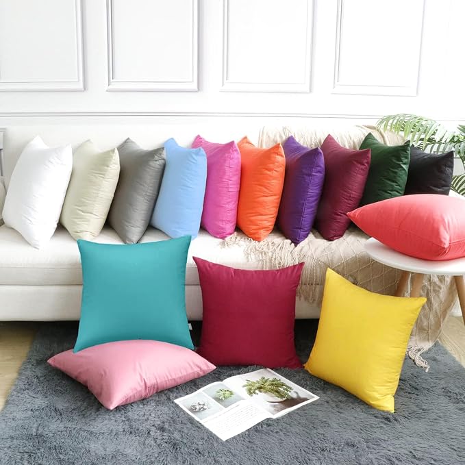 4-Pack 100% Cotton Comfortable Solid Decorative Throw Pillow Case,Thmyo Square Cushion Cover Pillowcase Sublimation Blank Pillow Covers DIY Throw Pillowcase for Sofa Bedroom(22x22 inch/ 55x55cm,Green)