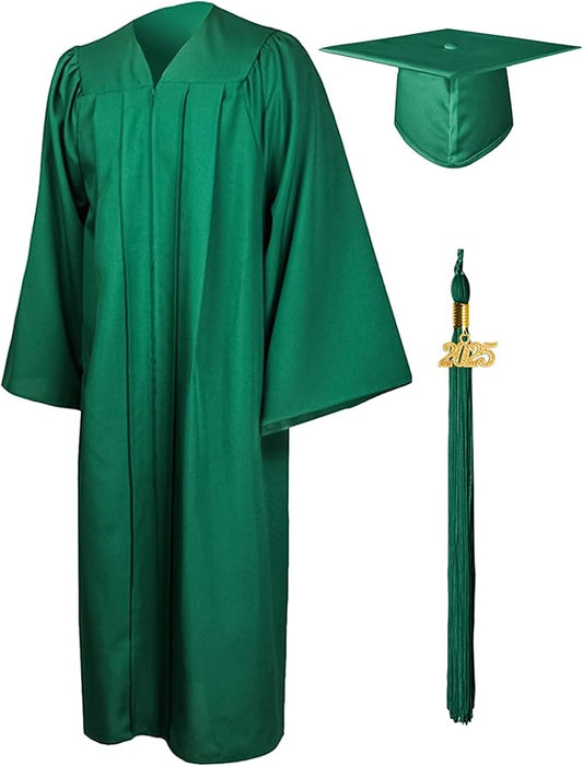 GraduationMall Matte Graduation Gown Cap Tassel Set 2025 for High School and Bachelor