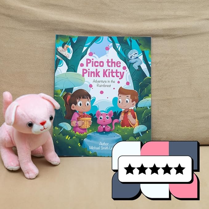 Pico The Pink Cat Stuffed Animal, Pink Stuffed Animal with Seek and Find Childrens Book, Interactive Storybook & Kitty Plush with Full-Color Illustrations (Ages 3-8)