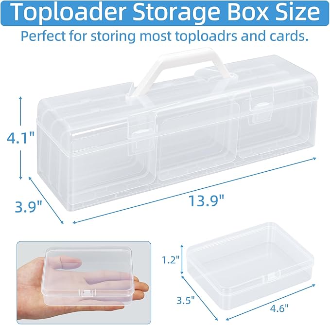 neotidy Trading Card Storage Box with 9 Individual Card Cases, Large Capacity Card Game Organizer for Top Loaders, MTG, Board Game & Playing Cards, Clear Plastic Card Storage Case with Insert Boxes