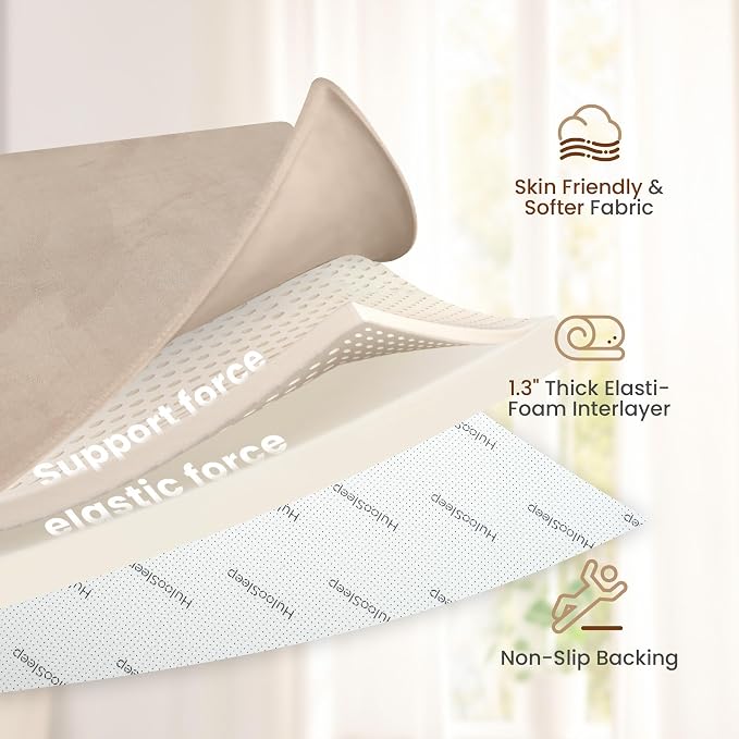 Extra Large 79"×158" Baby Play Mat for Floor,1.3" Thick Elasti Foam Playroom Mat for Toddler,Infant,Kids,Ultra Soft Velvet Classroom Rug,Non Slip Backing Safe for Crawling&Tummy Time(Beige)