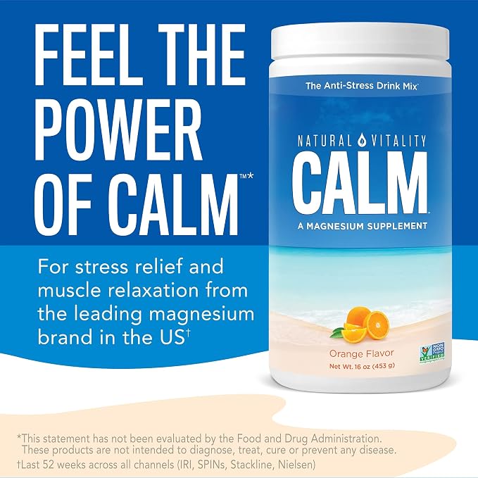 Natural Vitality Orange Flavor Magnesium Anti-Stress Drink Mix, 8 OZ