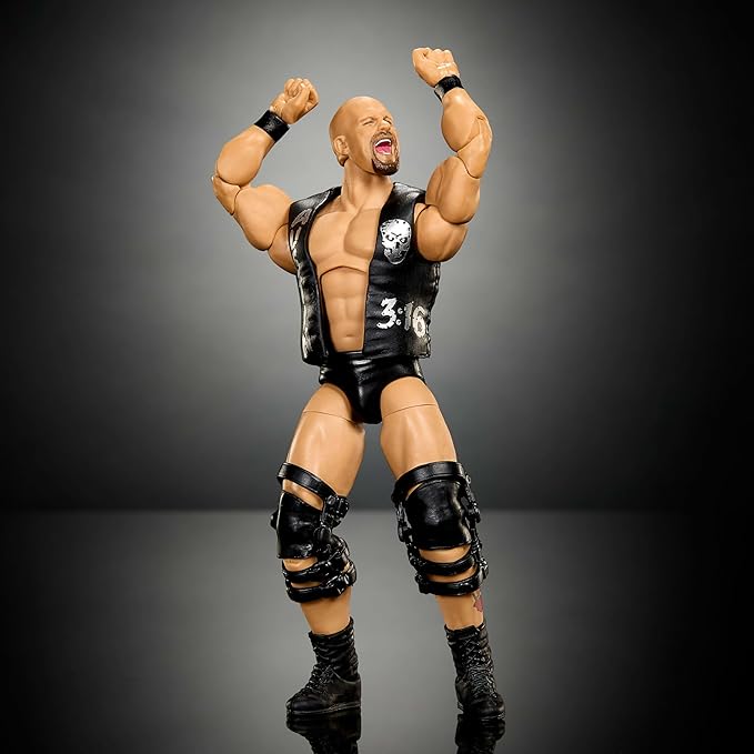 Mattel WWE Elite Collection Action Figure & Accessories, Premium Live Event “Stone Cold” Steve Austin Set, SummerSlam Series with Jesse “The Body” Ventura Build-A-Figure Parts