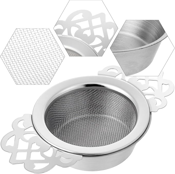 8 Pack Mesh Tea Filter Strainers, Stainless Metal Tea Infuser, Teas Steeper with Handle and Drip Bowl for Loose Teas, Sliver, 2.5 Inch