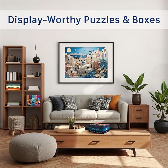 Santorini (#6) – 1000 Piece Jigsaw Puzzle for Adults | Premium European Blue Board | Satin Low-Glare Finish | Ribbon Cut | Bonus Poster | Display-Worthy Box | Printed in USA | Final Piece Puzzles