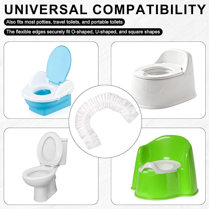 100pcs Single Use Potty Liners Compatible with Summer Infant My Size Potty Pro, Portable Training Pee Toilet Bags Elastic Fit Toilet Seat Cover for Toddler Potties Chair Travel Portable Toilets