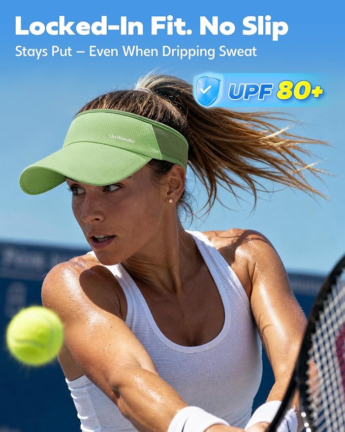 Sport Sun Visor Hat for Women Men - Lightweight Stretchy Polyester Spandex Quick Dry Sweatband Wrinkle Resistant