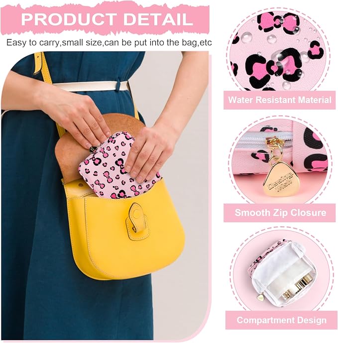 Sanitary Pad Storage Bag Portable Period Bag for Teen Pads/Sanitary Napkins/Small Tampons, Sanitary Napkin Storage Bag First Period Gifts for Teen Girls (Red Cherries)