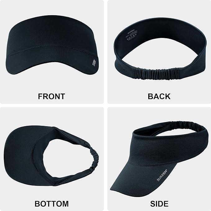 Sukeen Cooling Stretchy Sun Visor for Women Men UV Protection Cooling Hat | Lightweight quick-dry free size vizor with instant cooling, sports visor hat for golf, tennis, cycling, running, pickleball