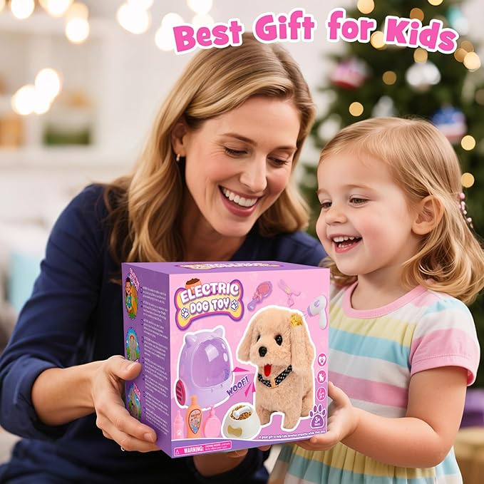 17pcs Robot Dog Toys for Girls Kids Boys 3-6, Realistic Interactive Robot Puppy Dog Plush Toys with Walk & Bark, Pretend Play Puppy Pet Care Playset, 3 4 5 6 Year Old Girl Birthday Gift Ideas