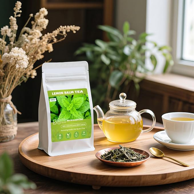 Lemon Balm Tea, Natural Lemon Balm Herbal Tea Bags for Calming and Digestion Support Caffeine-free - (50 Count (Pack of 1)