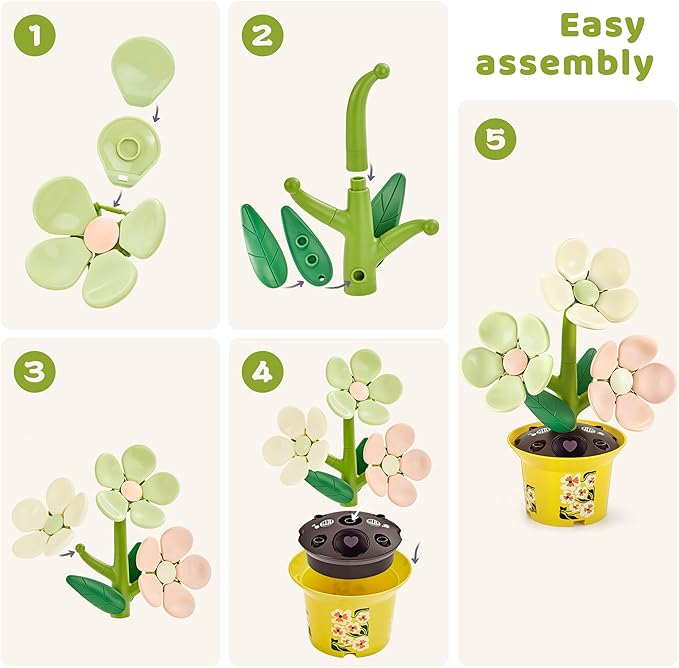 Flower Building Toy with Music, Flowers Botanical Plants Blocks Sets Kits, Halloween Birthday Thanksgiving Gift Ideas for Kid Girl Boy Child, Home Dorm Room Desk Decor, Ages 5 6 7 8, Heronsbill