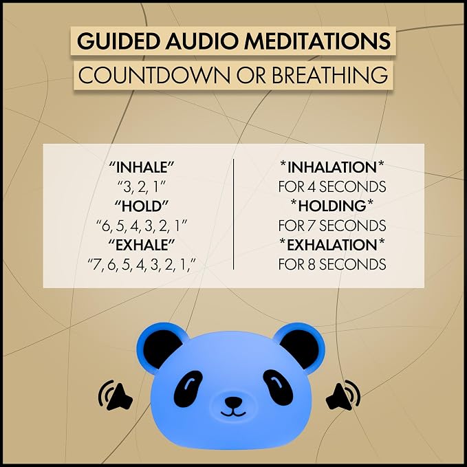 Presence The Meditating Panda, Guided Visual Meditation Tool for Practicing Mindfulness, 3 in 1 Breathing Light with Night Light and Noise Machine, 4-7-8 Breathing for Relaxation and Stress Relief