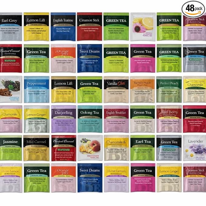 Generic Perfect Tea 48 Variety Pack Sampler Assorted Tea Bags | Black, Green, Decaf & Herbal Teas | Tea Gift Set, Office Breakroom (24)