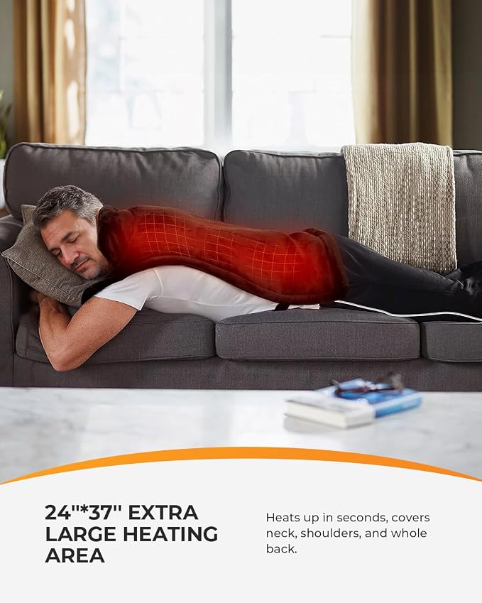 CooCoCo Large Heating Pad for Back Pain Relief, FSA Eligible Heating Pad for Neck Shoulders, Machine Washable, 24''x37''