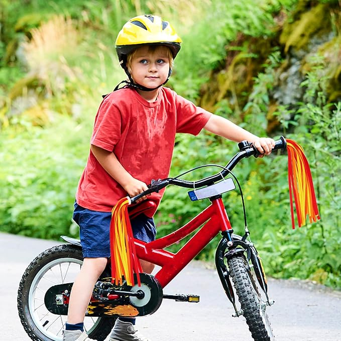 PLATT Kid's Bicycle Handlebar Streamers Colorful Ribbons Tassel for Girls Boys Bicycle Handlebar Scooter Handgrip (1Pair) (orange)