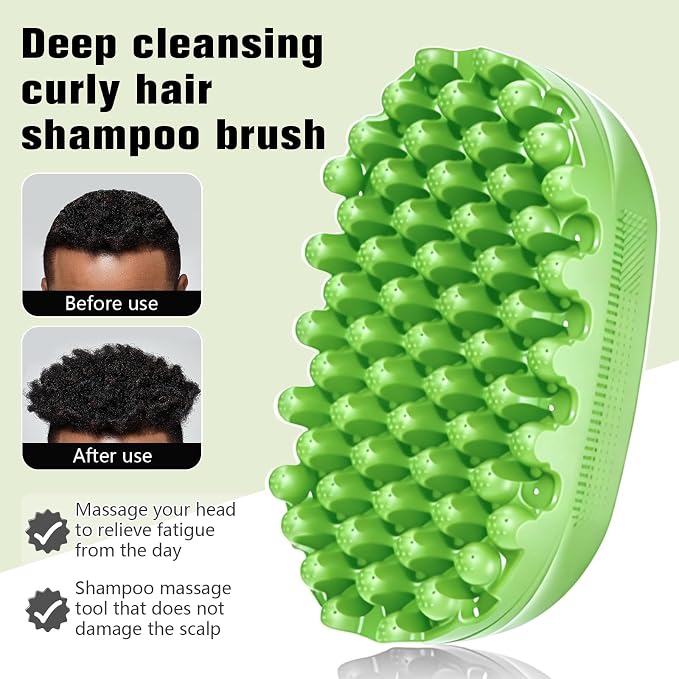 Rubber Curling Hair Brush，Premium Twist Tool for Afro Hair，Ideal for Curly, Coiled, 4C Hair，Quick & Easy Styling，Green