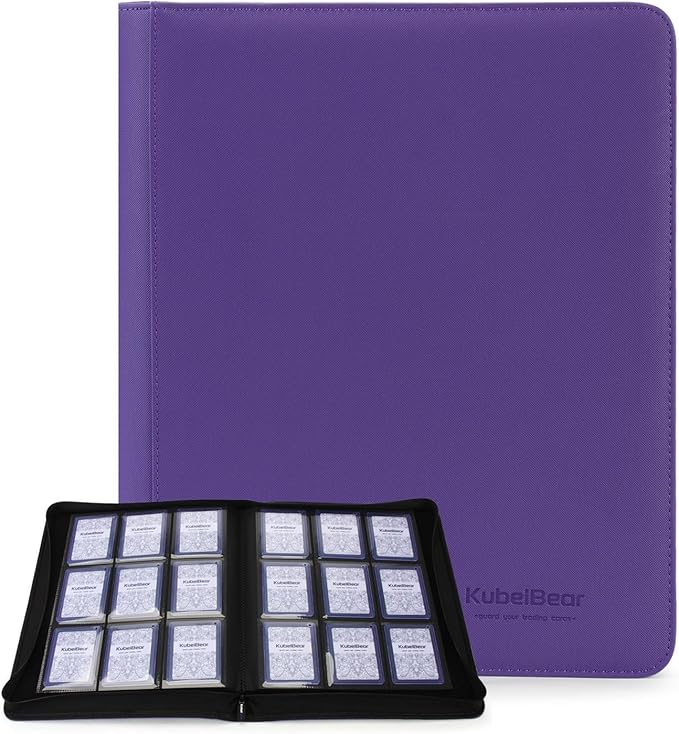 Toploader Binder – 360 Capacity, Zippered Trading Card Holder for MTG, Sports & Collectible Cards – Acid-Free, Durable & Travel-Friendly Storage (Purple dots, Toploader Binder)