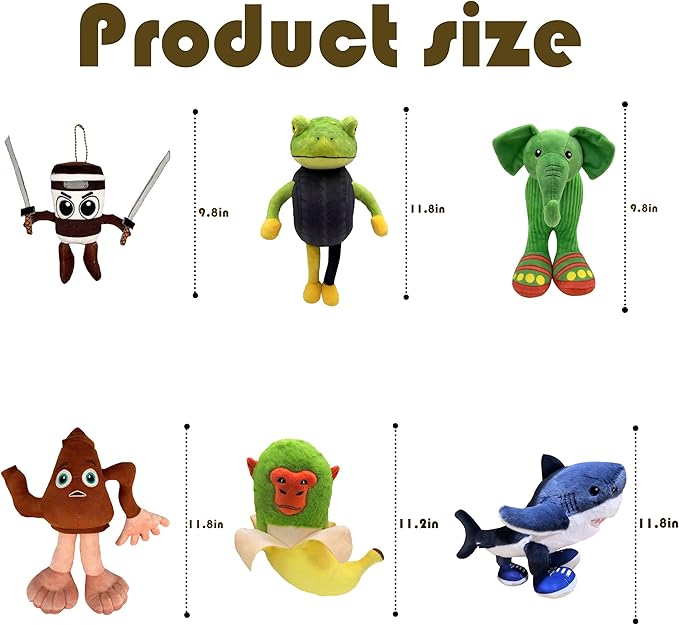Zenitsu Italian Brainrot Plush Expressive Doll Funny & Unique Gift for Boys and Girls, Creative Home Décor Plush Toy for Christmas, Birthday (6pcs-1)