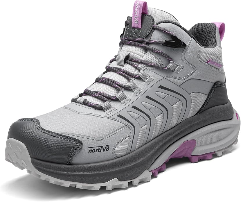 NORTIV 8 Women‘s Hiking Boots Waterproof Lightweight Outdoor Trekking Non Slip Comfortable Camping Ankle Breathable Everyday Boot Armadillo FieldLite