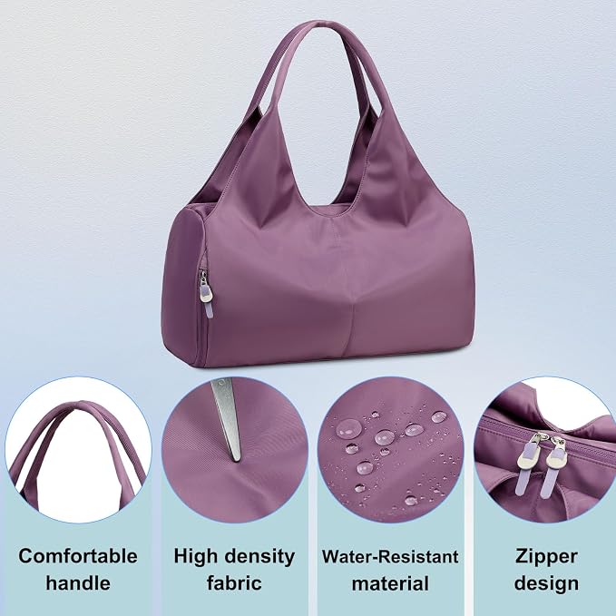 forestfish Yoga Gym Bag for Women with Shoes Compartment & Wet Dry Storage Pockets Lightweight Duffel Bag, Purple