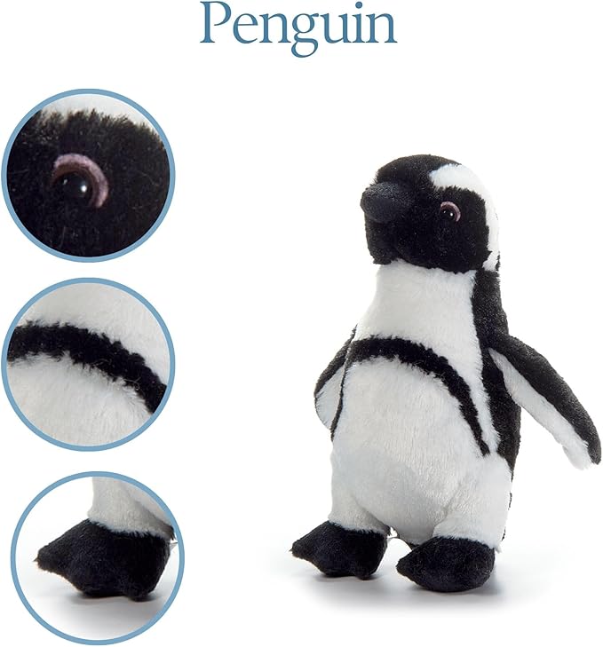 The Petting Zoo African Blackfoot Penguin Stuffed Animal Plushie, Gifts for Kids, Scoopz Zoo Animals, Penguin Plush Toy 8 Inches