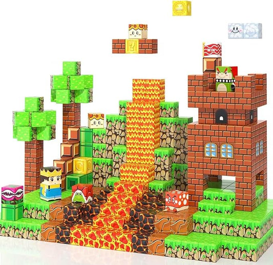 Mini Magnetic Blocks, 60 PCS Magnetic Building Blocks, STEM Educational Building Set Construction Toys for Kids Ages 3+, Building Toys for Toddlers Boys & Girls Birthday Gift