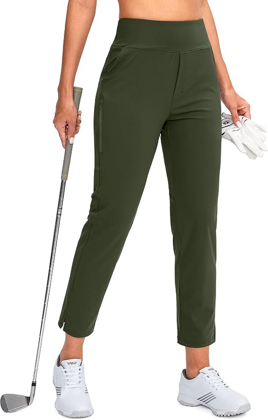 YYV Women's Golf Pants High Waist Stretch Ankle Pants with Pockets | Work Ankle Pants, Dress Pants with 4 Pockets, For Yoga Business Travel Casual