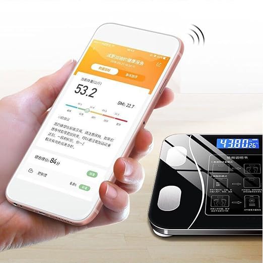 Smart Electric Body Fat Scale - LCD Display Rechargeable Weighing Machine with Tempered Glass, Home Bathroom Scale