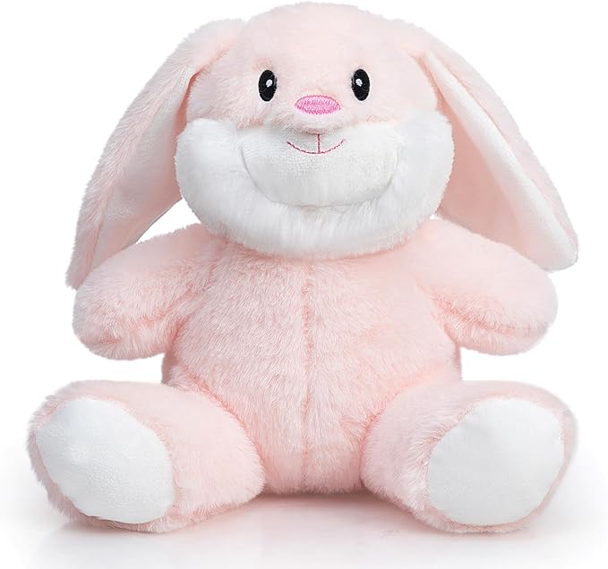 HollyHOME Bunny Stuffed Animal, Easter Bunny Plush Toys, Soft and Cuddly Stuffed Rabbit Easter Gift for Kids Baby Girls 10inch Pink