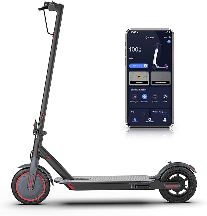 Maxshot Electric Scooter, 8.5" /10" /14" Tire, 16/19/22 Mph Top Speed, 12/16/21/27/28/49/50 Miles Long Range, Folding Escooter for Adults and Kids with Seat Bag, Dual Braking, Dual Suspension, App