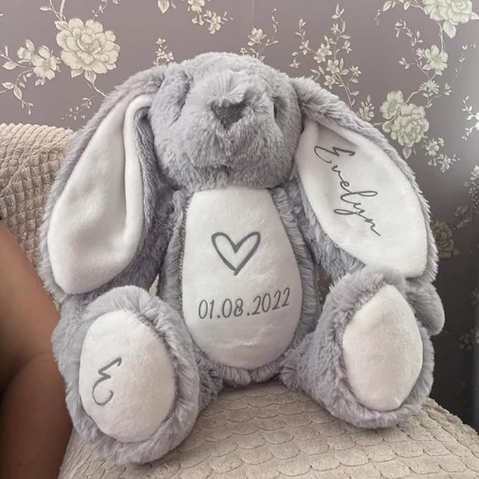 Custom Plush Bunny Keepsake Toy Hold Me Close Worry Hug Rabbit Personalized Stuffed Animal Doll Baby Shower Birthday Gift