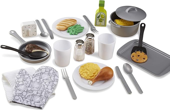 Melissa & Doug 22-Piece Play Kitchen Accessories Set with Play Food & Wooden Toys, Pot, Pans, Utensils & More, Preschool Learning Toys for Girls & Boys 3+