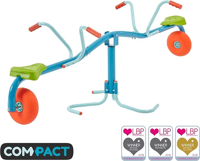 TP Toys Spiro Spin Seesaw | Sit and Spin Teeter Totter with 360 Spin and Bounce Wheel | Kids Outdoor Play Equipment for Backyard, Playground, or Indoor Fun | Boys and Girls Ages 3-8
