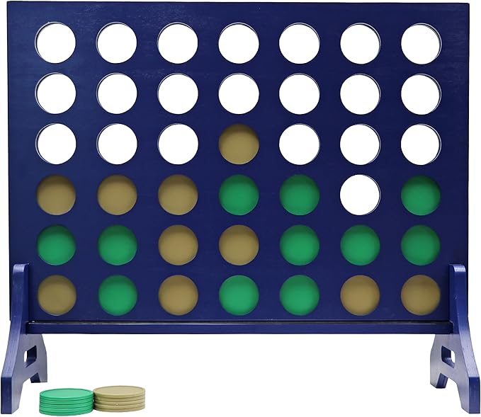 Tailgating Pros Premium Navy Giant Four in a Row with Carrying Case - Jumbo Oversized Outdoor Yard Game - Connect Multiple Pucks in a Row to Win - Many Puck Colors Available!