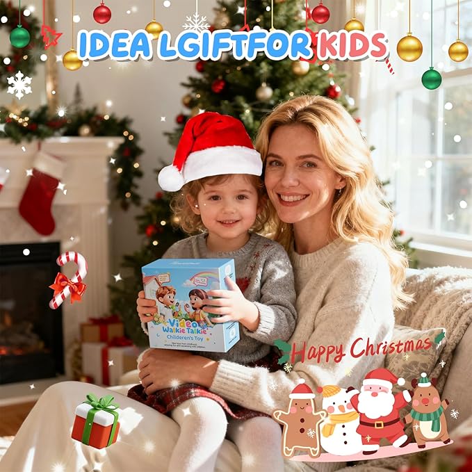Video Walkie Talkies for Kids, Rechargeable Kids Walkie Talkies with Screen Display & Voice Changer, Outdoor Toys for 3-12 Years Boys Girls Birthday Christmas (Bule/Bule)