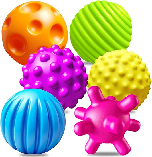 6 Pack Sensory Balls for Toddlers 1-3, Sensory Baby Toys 6-12 Months, Montessori Toys for Babies 6-12 Months Infant Squeeze Sensory Toys Soft Multi Ball Set Gifts with Bright Color Textured