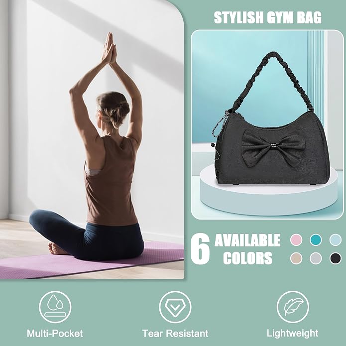 WOLT Gym Bag For Women, Yoga Mat Bag with Shoes Compartment, Wet Pocket and Water Bottle Pocket