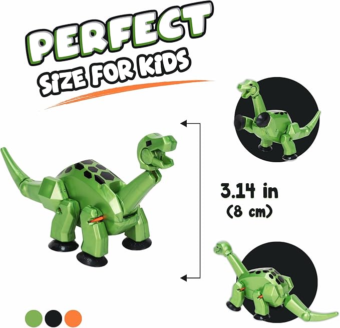 Zing Stikbot MEGA Dino, 6" Long x 3" Tall StikBot, Create Stop Motion Animation, Age 4+ (Metallic Green - Brontosaurus)
