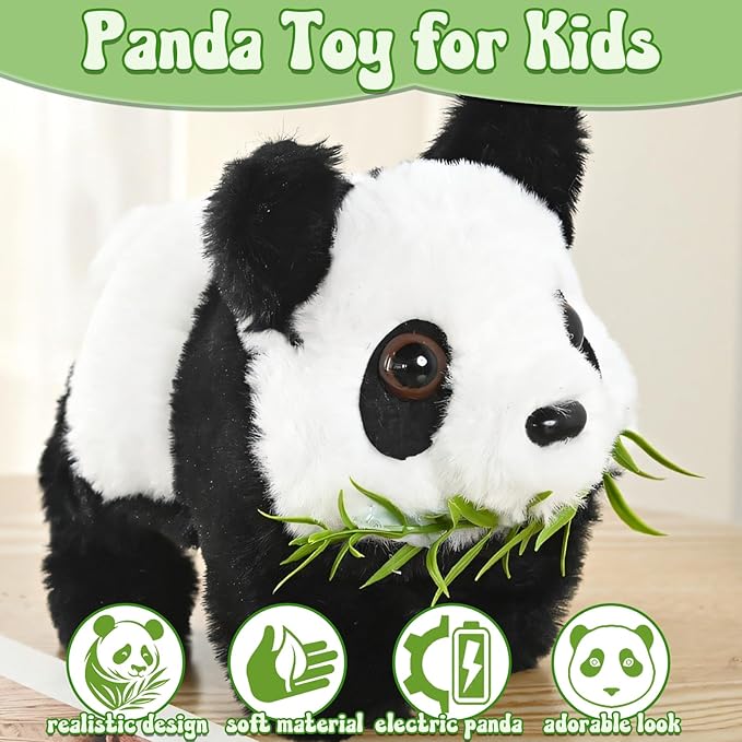 STAY GENT Electronic Panda Toy with Sound for 3+ Kids, Interactive Animated Plush Toy Panda Walking & Wiggling Ear, Educational Stuffed Animal Gifts for Toddlers Boys Girls Birthday Xmas