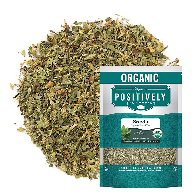 Organic Positively Tea Company, Stevia Leaf, Herbal Tea, Loose Leaf, 4 Ounce