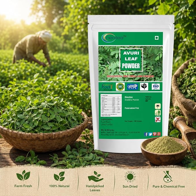 neotea Avuri Ilai Powder (Indigofera Tinctoria) 300g | Indigo Leaf Powder | 100% Pure Herbal Powder | Natural Hair Care Ingredient