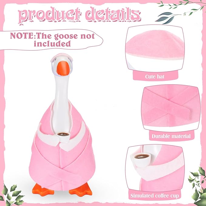 Soulchen 7" Desk Goose Tired Granny Mamma Robe Self Care Outfit Mini Desk Geese Cute Costume for Geese Figurine Desktop(Pink)