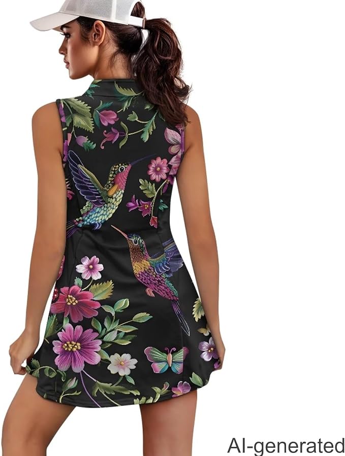 Golf Dress Tennis Dresses for Women with Built in Shorts and Pockets Sleeveless Athletic Dress Workout Dress