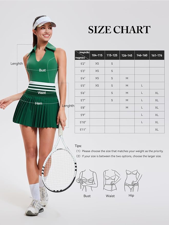 Women 2 Piece Tennis Skirt Set Polo Golf Outfits Racerback Tank Top Pleated Skort with Pockets Summer Workout Athletic Dress