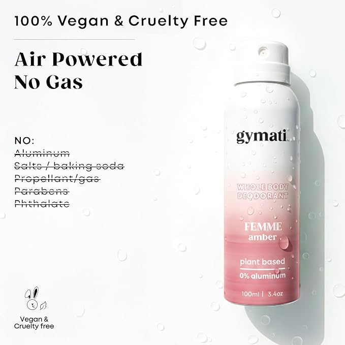 Gymati Natural Deodorant Body Spray – Aluminum-Free, Plant-Based Blend with Aloe & Zinc, Long-Lasting Odor Protection, Luxury-Inspired Scent Women, Pack of 2