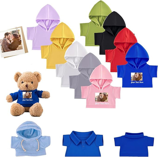 Personalized Teddy Bear Clothes with Photo Name, Custom Stuffed Animal Clothes Fit 8-16 inch Stuffed Bear Clothing, Personalized Doll Clothing Make Your Own Plush Doll Shirt