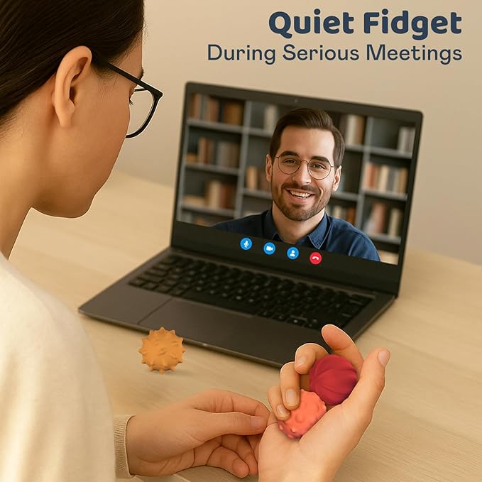 Magnetic Sensory Fidget Balls – 3PC Large Weighted Textured Silicone Stress Relief Toys for Adults & Teens with ADHD, Autism, Anxiety – Quiet Fidget Magnets for Desk, Travel, Office & Gifting